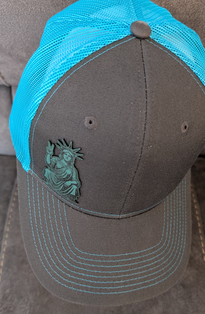Lady Liberty on Gray/Steel Blue Trucker Hat